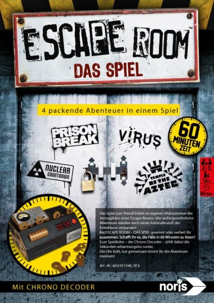 escape room brettspiel flyer